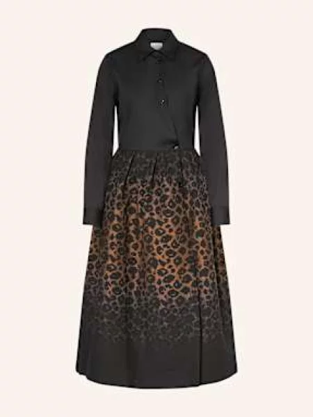 Sara Roka Sukienka Koszulowa Z Mieszanki Materiałów braun czarna