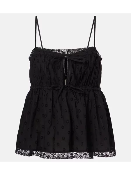 Top Ulla Johnson s čipko črna