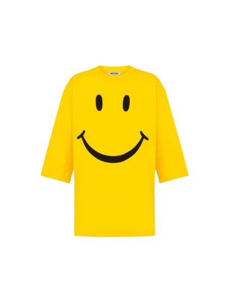Koszulka Moschino z nadrukiem z dżerseju żółta