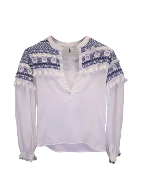 Tricou Dodo Bar Or cu decolteu în V lung alb