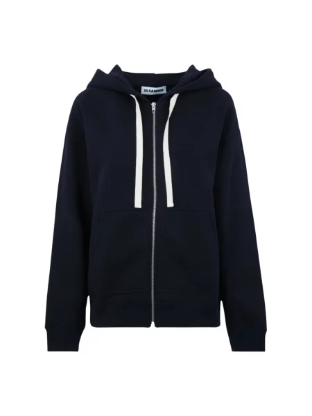 Bluza z kapturem Jil Sander z kapturem niebieska