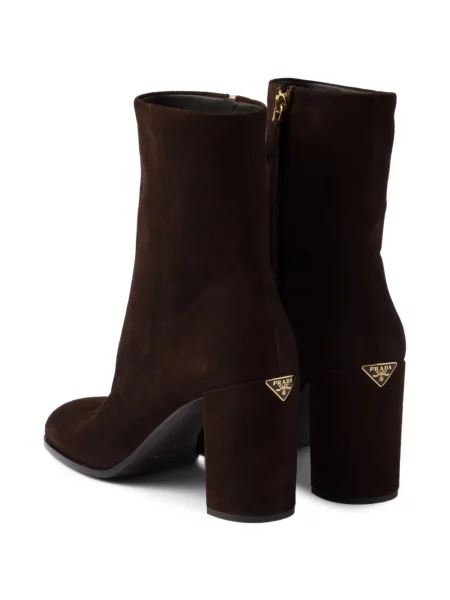 Botine Prada din piele de căprioară maro