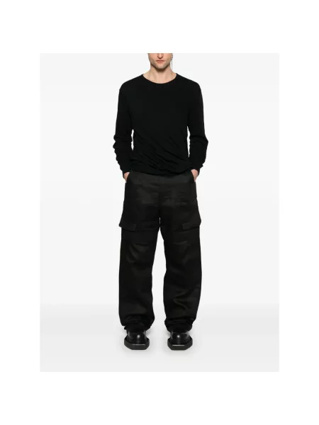 Lniane spodnie Rick Owens czarne