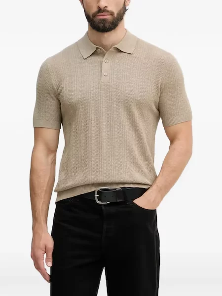 Tricou polo Benetton tricotate maro