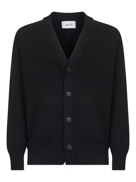 Cardigan D4.0 de lână cu decolteu în V negru