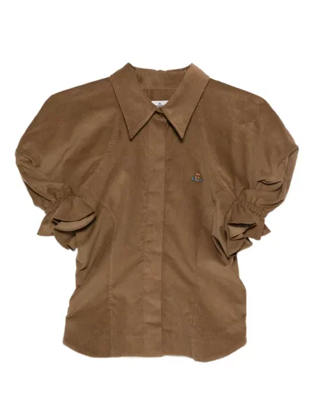 Bluzka Vivienne Westwood z falbankami brązowa