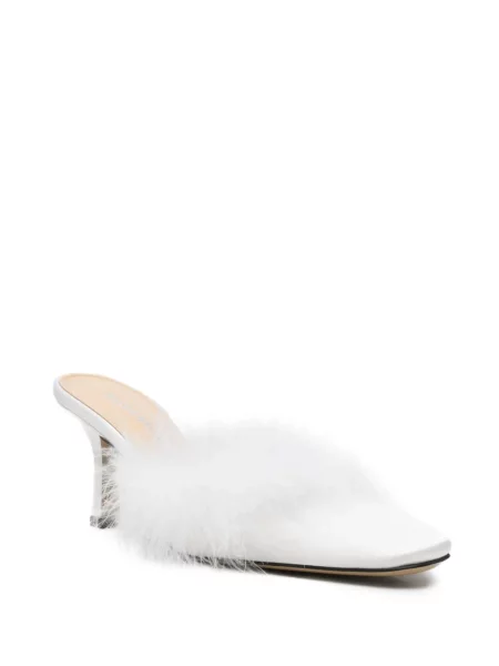 Papuci tip mules Mach & Mach cu pene alb