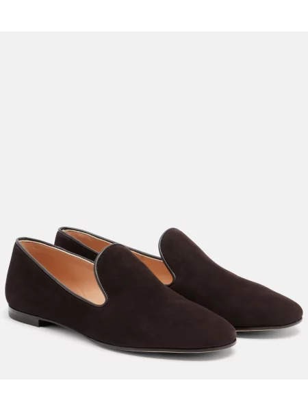 Pantofi loafer Gianvito Rossi din piele de căprioară maro