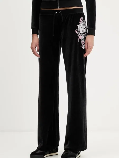 Juicy Couture spodnie dresowe welurowe Wrap You Up czarne