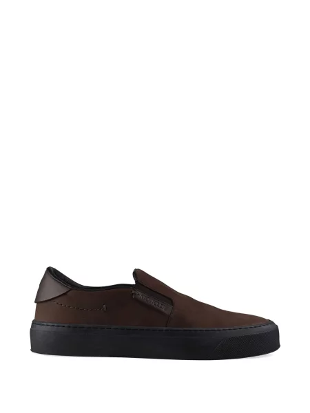 Pantofi loafer Moncler cu autograf maro