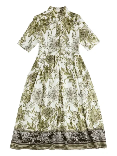 Rochie tip cămașă Fay cu model floral până la genunchi de costum alb