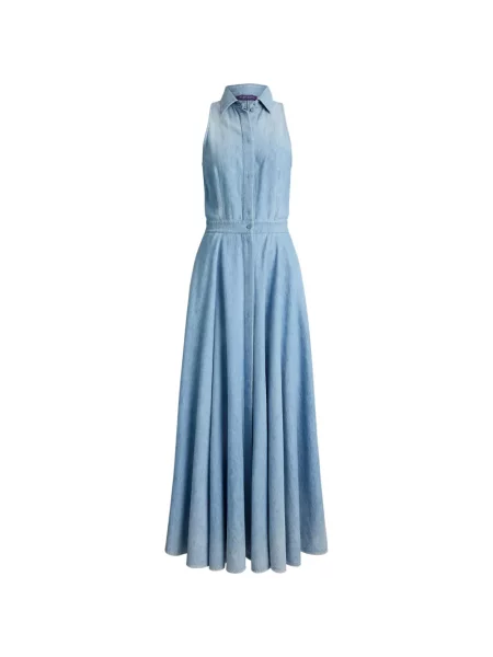 Rochie maxi Ralph Lauren Collection cu gât halter albastru