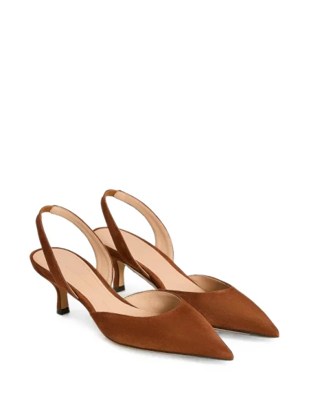 Pantofi cu toc Kiton din piele de căprioară slingback maro