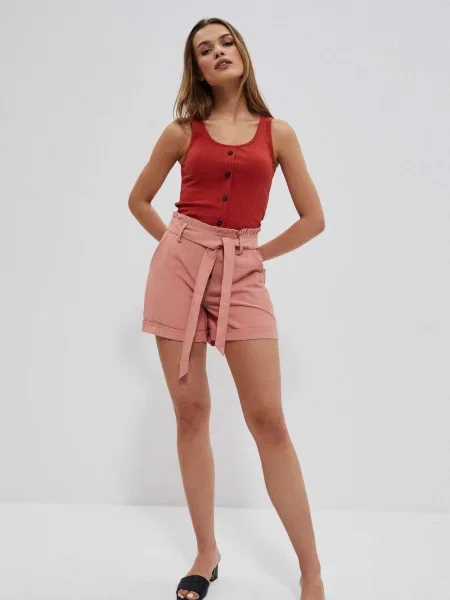 Pantaloni scurți Moodo cu legături alb