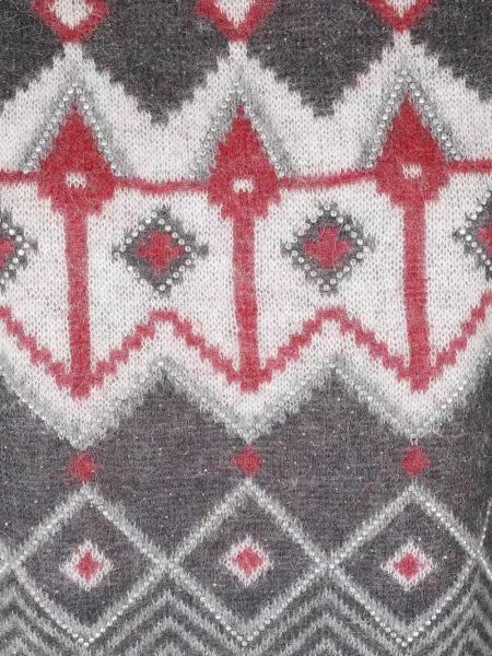 Pulover Ermanno Firenze cu paiete cu imprimeu geometric gri