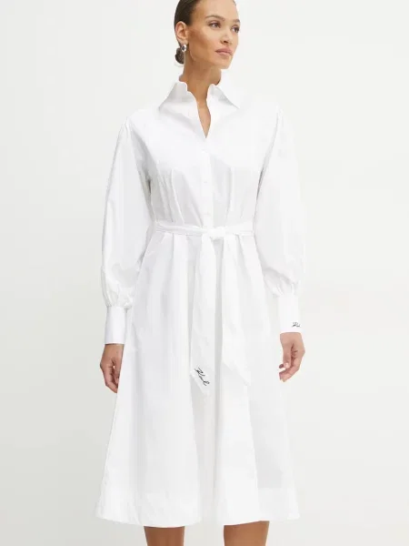 Karl Lagerfeld rochie din midi drept alb