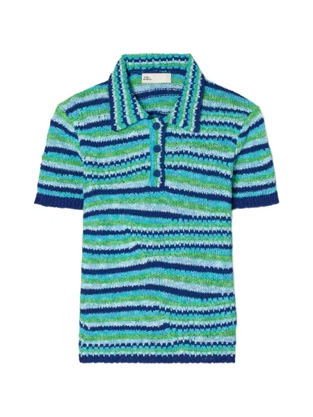 Tricou polo Tory Burch cu dungi albastru