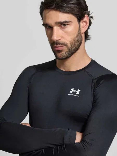 Bluzka z długim rękawem okrągłym dekoltem i logo Under Armour biała