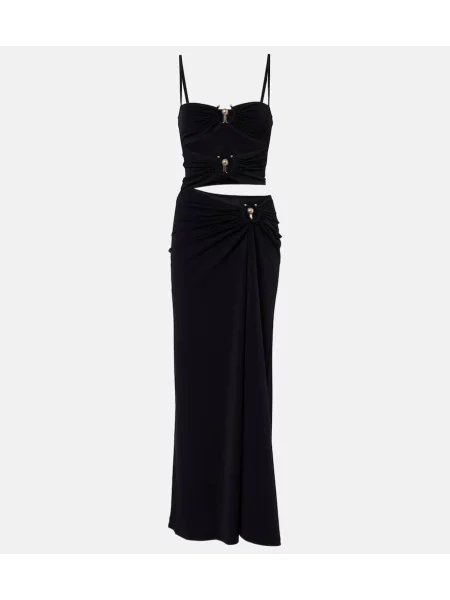 Rochie maxi Christopher Esber din jerseu de costum negru