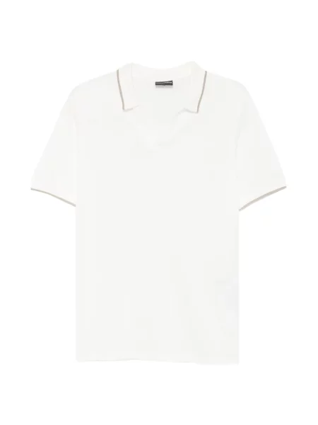 Tricou Emporio Armani cu decolteu în V alb