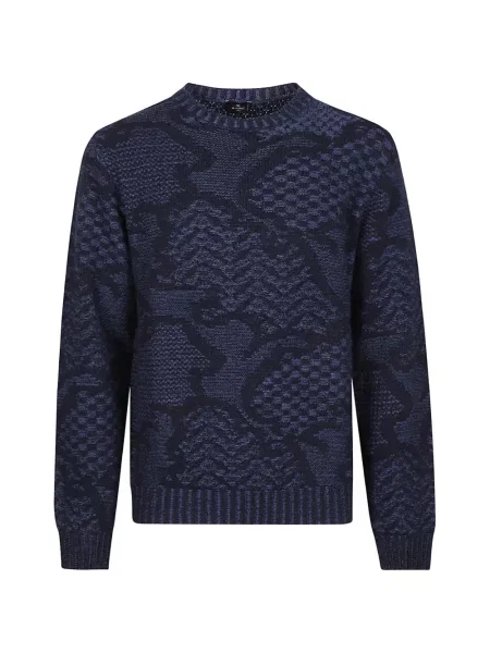 Pulover Etro de lână cu imprimeu geometric albastru
