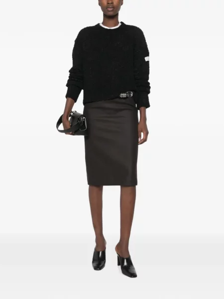 Fustă midi Mm6 Maison Margiela asimetrică maro