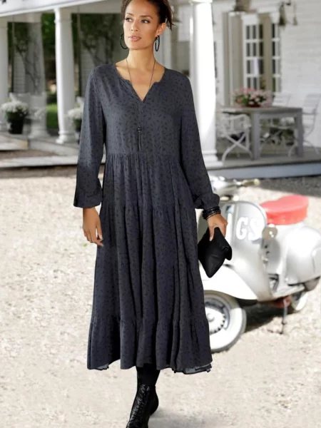 LASCANA Rochie tip bluză Orient Hipp gri negru