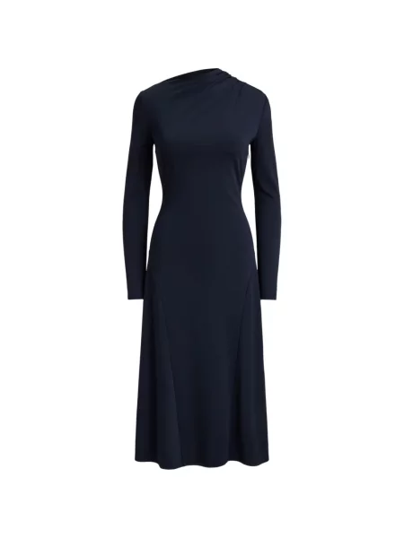 Rochie midi Lauren Ralph Lauren drapată albastru