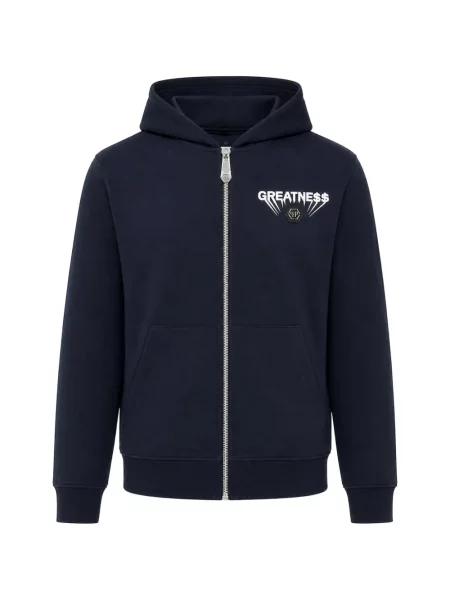 Hanorac cu glugă Philipp Plein din fleece albastru