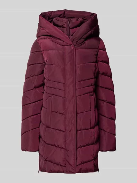 Płaszcz pikowany o kroju regular fit z kapturem Tom Tailor bordowy