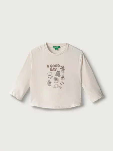 United Colors of Benetton tričko s dlhým rukávom detské béžová
