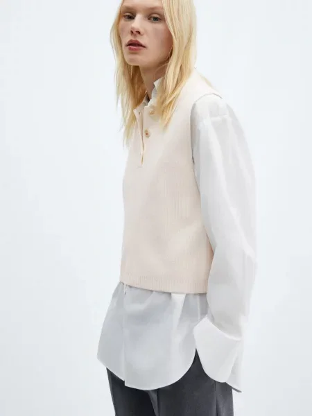 MANGO Riccio Жилет Віскоза/поліестер бежевий