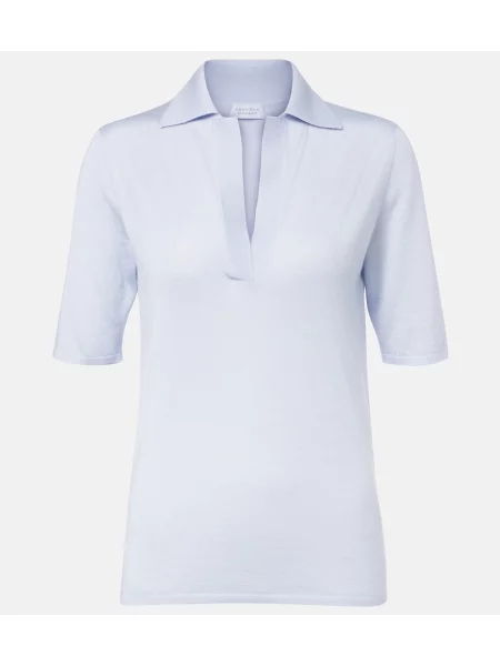 Tricou polo Gabriela Hearst de mătase albastru