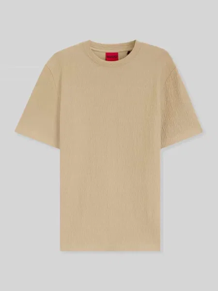 T-shirt o kroju regular fit z mieszanki bawełny Hugo beżowa