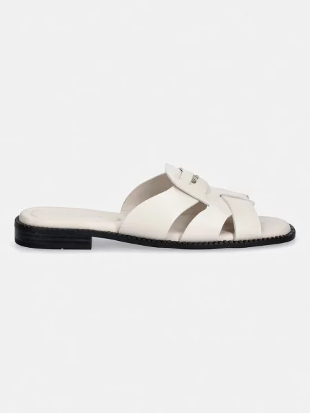 Sandale Tommy Hilfiger din piele cu vârf pătrat bej
