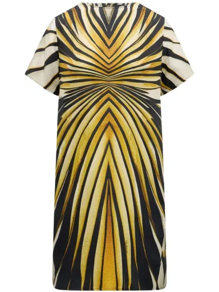 Rochie Roberto Cavalli de mătase cu imagine cu imprimeu abstract auriu
