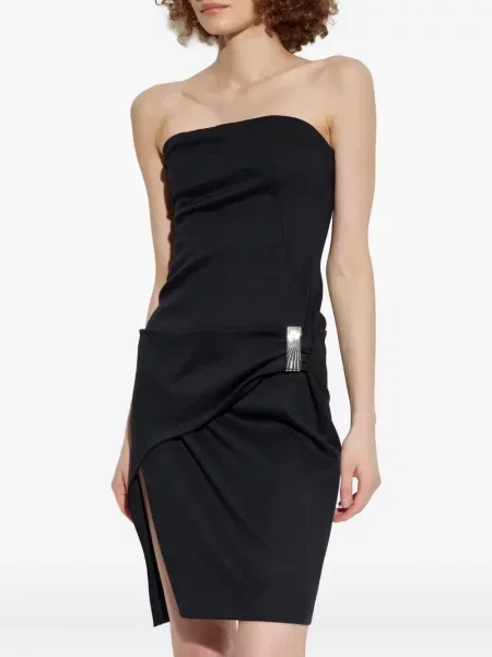 Rochie mini The Attico cu crăpătură de costum negru
