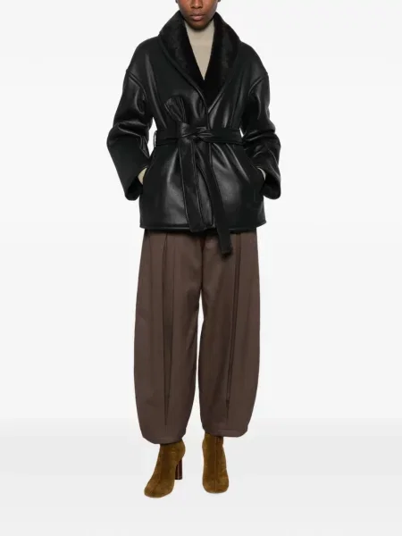 Palton Joseph din piele negru
