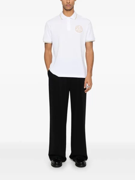 Polo Versace Jeans Couture cu broderie alb