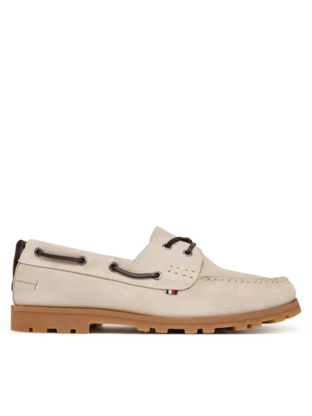 Tommy Hilfiger mokasyny zamszowe HILIFGER LIGHT SDE BOAT SHOE beżowe