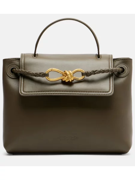 Geanta de piele Bottega Veneta Handle din piele verde