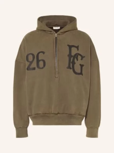 Fear Of God Oversized Mikina S Kapucí khaki černá