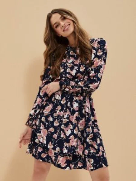 Rochie Moodo cu model floral negru