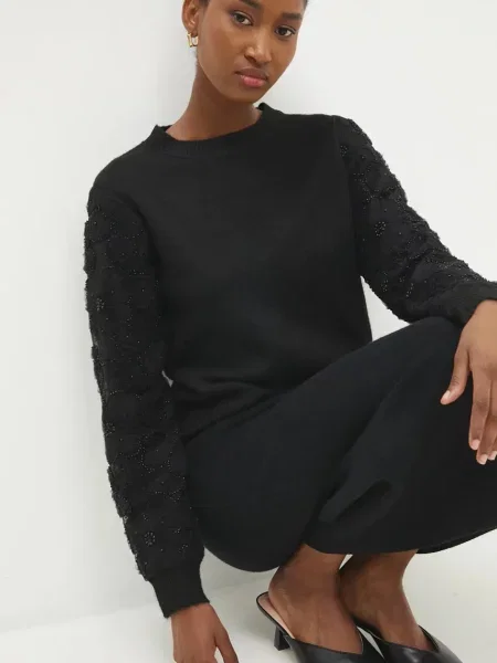 Пуловер Answear Lab дамски от лека материя черно