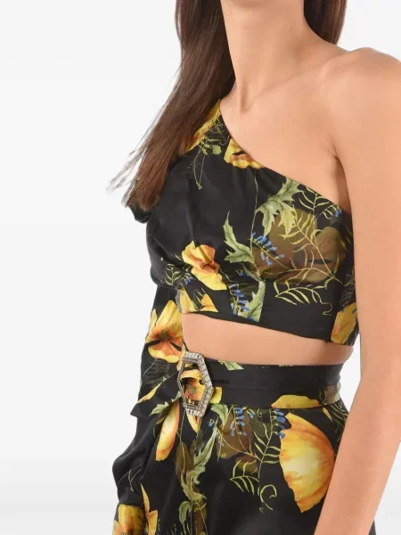 Top Philipp Plein s cvjetnim printom crna