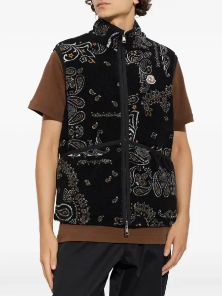 Αναστρεπτός γιλέκο Moncler με σχέδιο paisley μαύρο