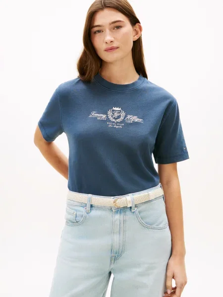 TOMMY HILFIGER Tričko enciánová biela