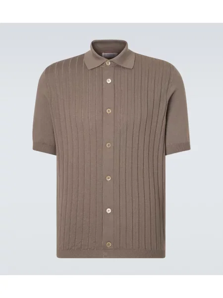 Cardigan Brunello Cucinelli tricotate cu nervuri maro