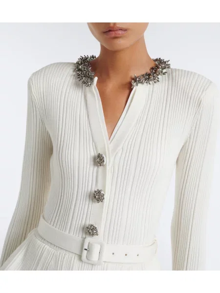 Rochie midi Self-portrait tricotate alb