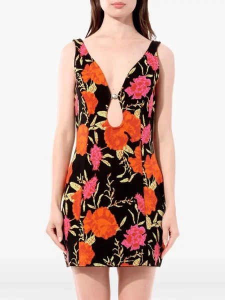 Rochie Balenciaga cu model floral cu imagine negru